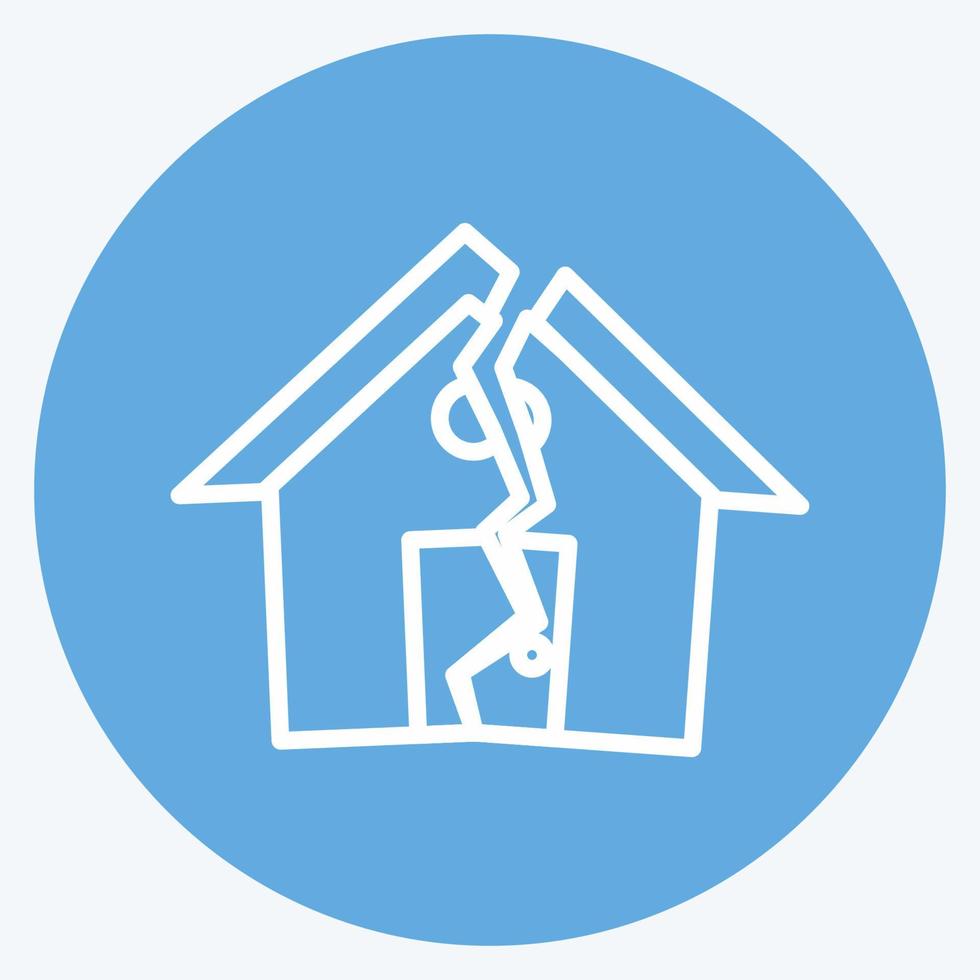 pictogram aardbeving die huis raakt. geschikt voor rampen symbool. blauwe ogen stijl. eenvoudig ontwerp bewerkbaar. ontwerp sjabloon vector. eenvoudige symboolillustratie vector