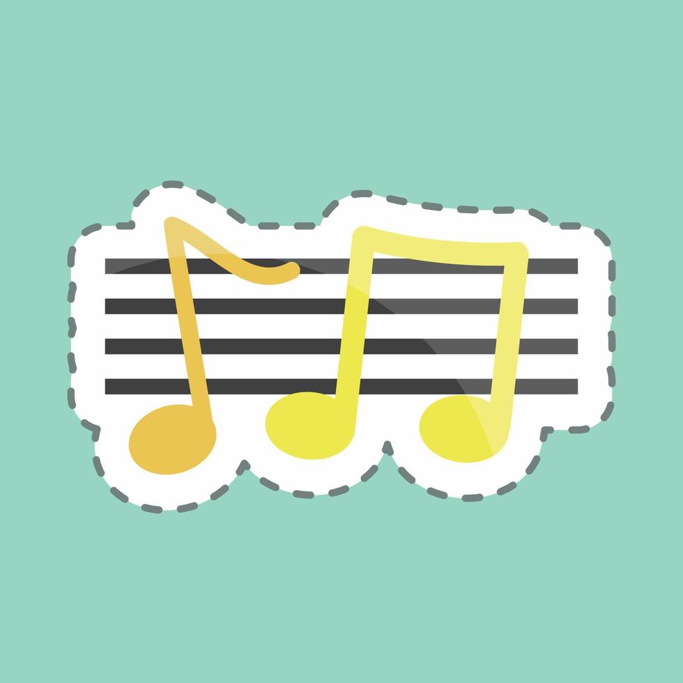 sticker lijn gesneden muziek personeel. geschikt voor muzieksymbool. kleur partner stijl. eenvoudig ontwerp bewerkbaar. ontwerp sjabloon vector. eenvoudige symboolillustratie vector