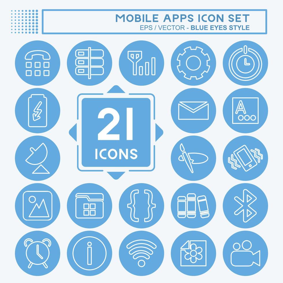 mobiele apps pictogramserie. geschikt voor webinterface-symbool. blauwe ogen stijl. eenvoudig ontwerp bewerkbaar. ontwerp sjabloon vector. eenvoudige symboolillustratie vector