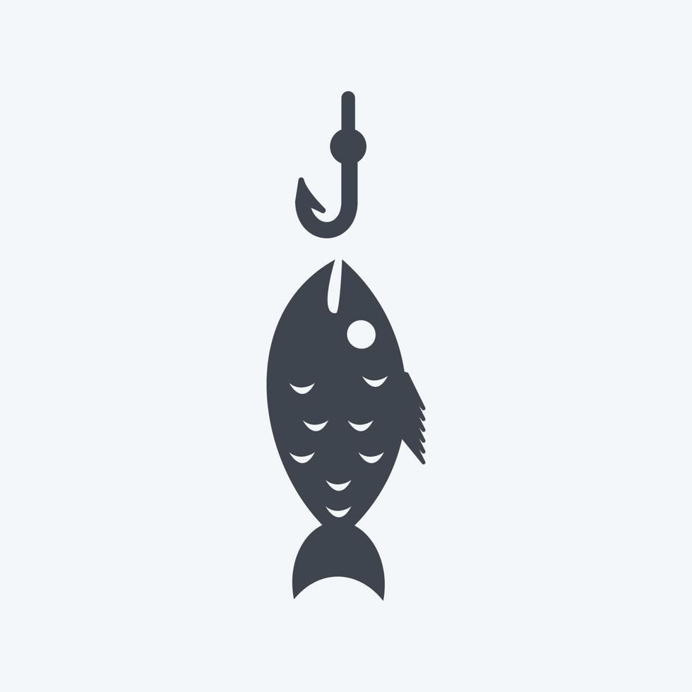 icoon vis gevangen. geschikt voor zeesymbool. glyph-stijl. eenvoudig ontwerp bewerkbaar. ontwerp sjabloon vector. eenvoudige symboolillustratie vector