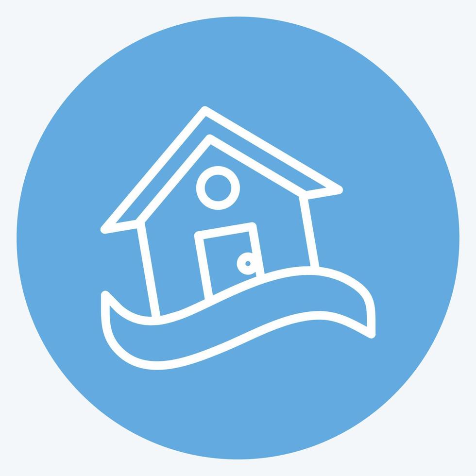 icoon huis in overstroming. geschikt voor rampen symbool. blauwe ogen stijl. eenvoudig ontwerp bewerkbaar. ontwerp sjabloon vector. eenvoudige symboolillustratie vector