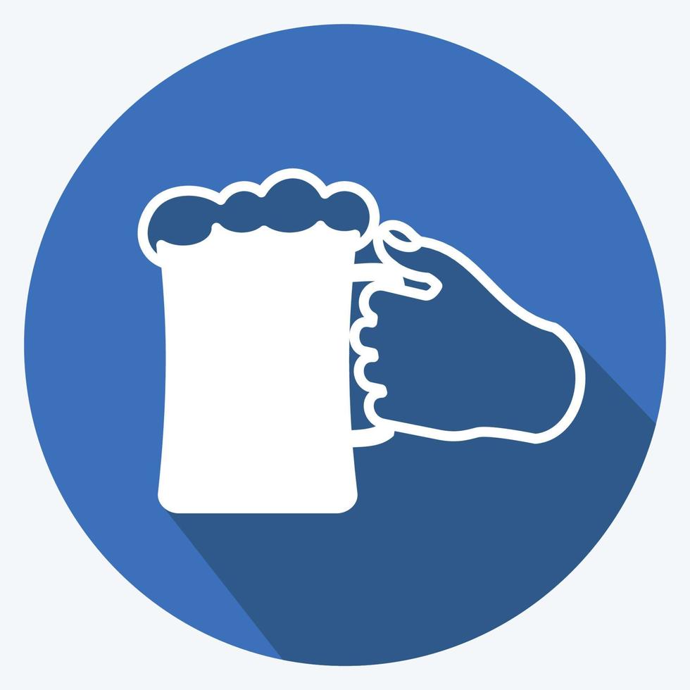 pictogram met bierglas. geschikt voor handacties symbool. lange schaduwstijl. eenvoudig ontwerp bewerkbaar. ontwerp sjabloon vector. eenvoudige symboolillustratie vector