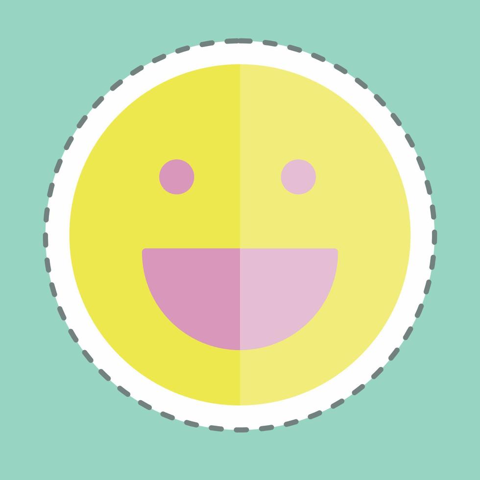 sticker lijn gesneden emoticon lachen. geschikt voor emoticon symbool. eenvoudig ontwerp bewerkbaar. ontwerp sjabloon vector. eenvoudige symboolillustratie vector