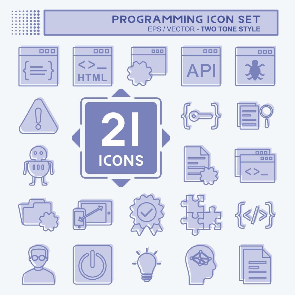 programmering pictogrammenset. geschikt voor het programmeren van symbool. tweekleurige stijl. eenvoudig ontwerp bewerkbaar. ontwerp sjabloon vector. eenvoudige symboolillustratie vector