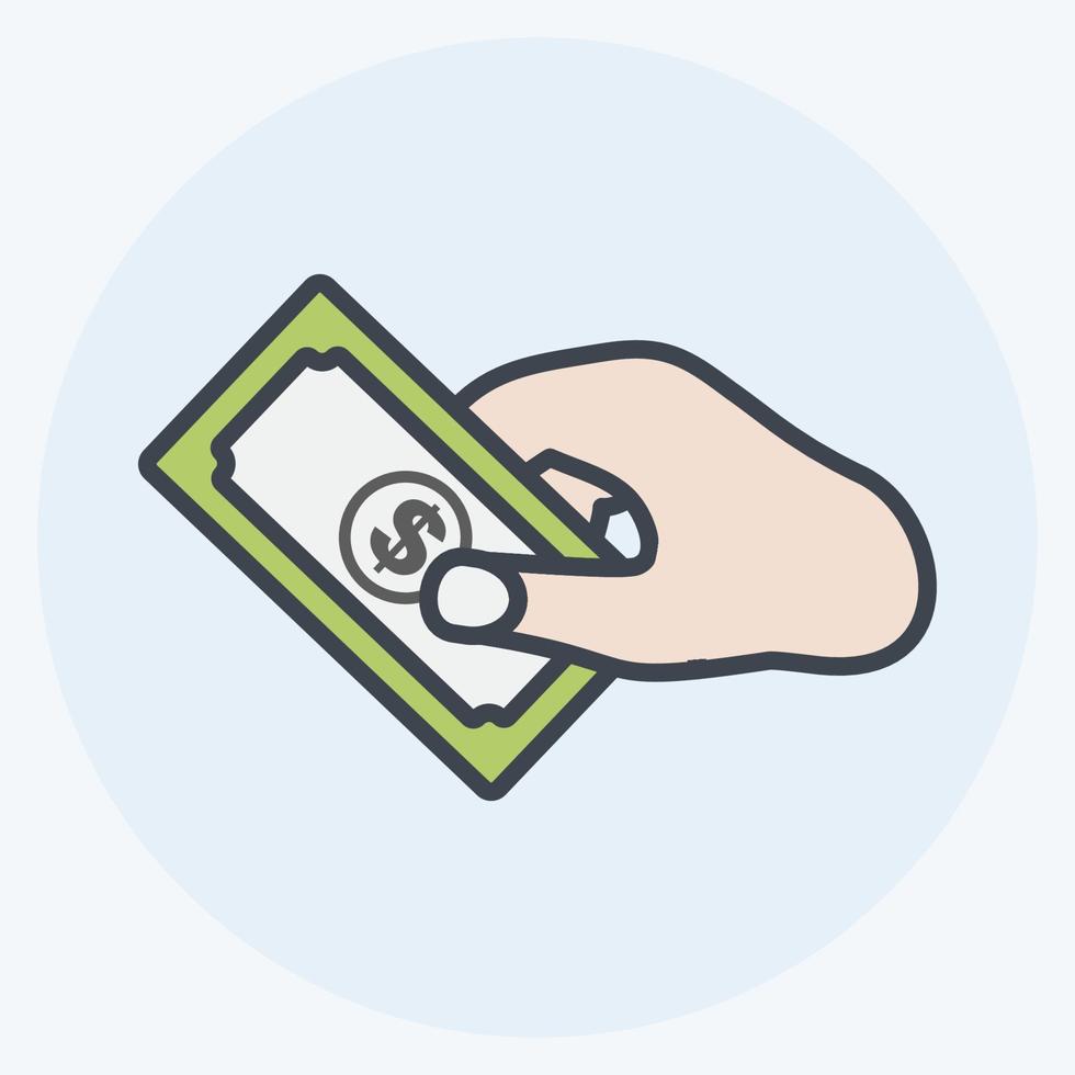 pictogram aanhouden van geld. geschikt voor handacties symbool. kleur partner stijl. eenvoudig ontwerp bewerkbaar. ontwerp sjabloon vector. eenvoudige symboolillustratie vector