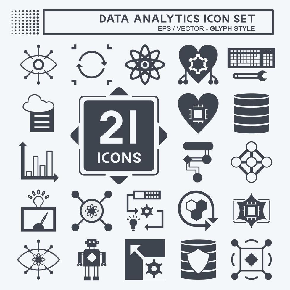 gegevensanalyse pictogramserie. geschikt voor data analytics symbool. glyph-stijl. eenvoudig ontwerp bewerkbaar. ontwerp sjabloon vector. eenvoudige symboolillustratie vector