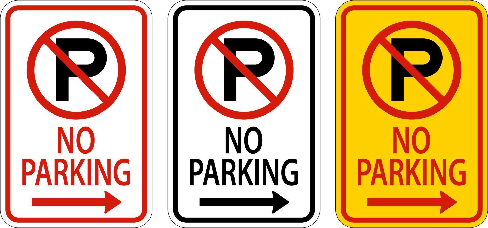 geen parkeerplaats pijl-rechts teken op witte achtergrond vector