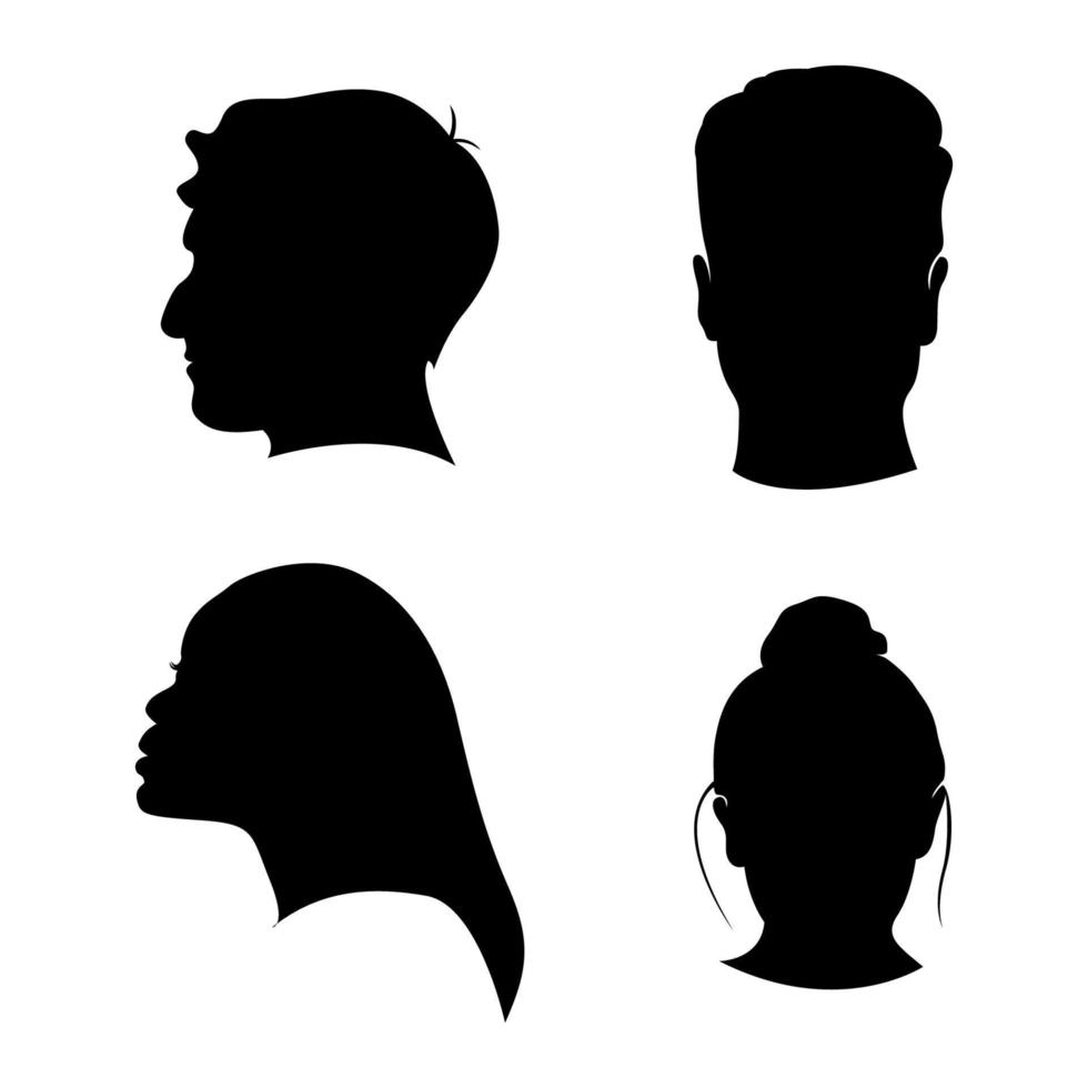 set van man en vrouw hoofd pictogram silhouette vector