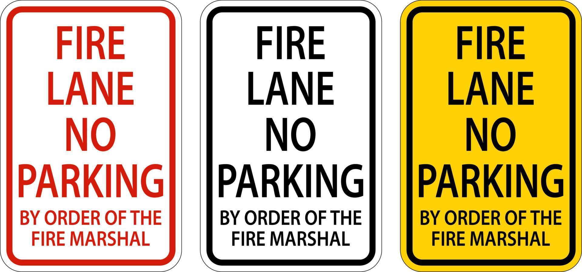 Fire Lane geen parkeerplaats teken op witte achtergrond vector