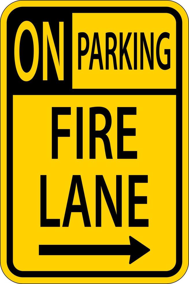 geen parkeerplaats fire lane pijl naar rechts teken op witte achtergrond vector