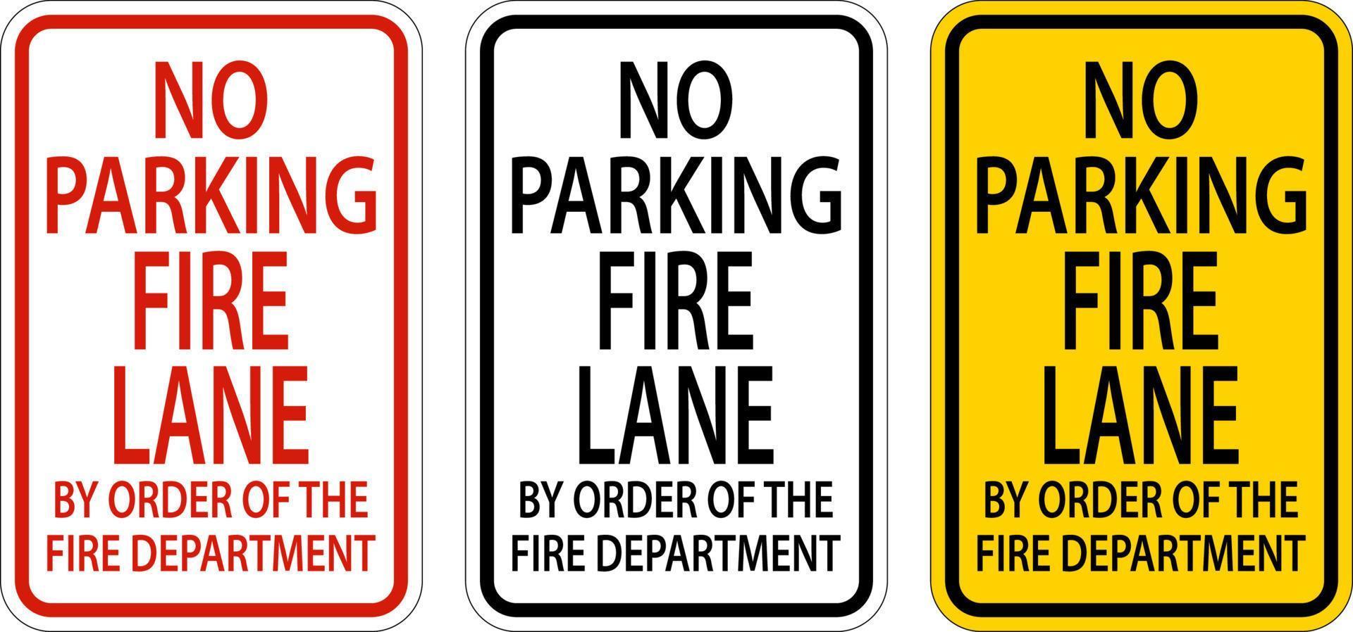 geen parkeerplaats fire lane teken op witte achtergrond vector