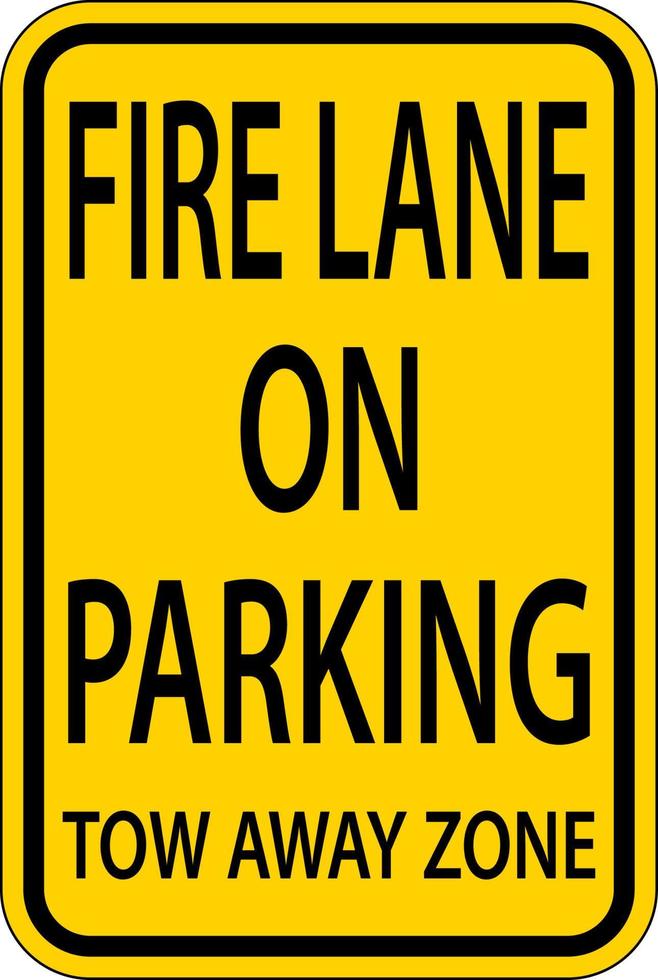 brand rijstrook geen parkeerplaats wegslepen zone teken op witte achtergrond vector