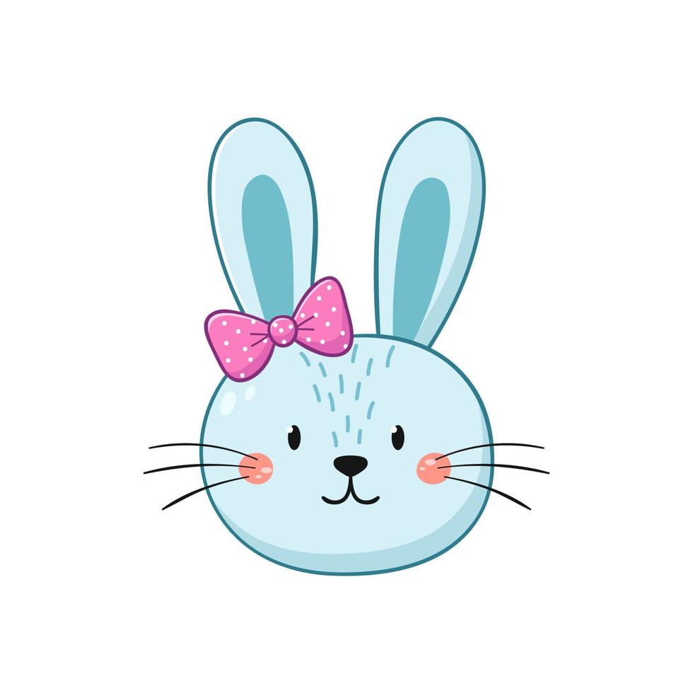 schattig konijn gezicht. klein konijntje in cartoon-stijl. vectorillustratie. vector