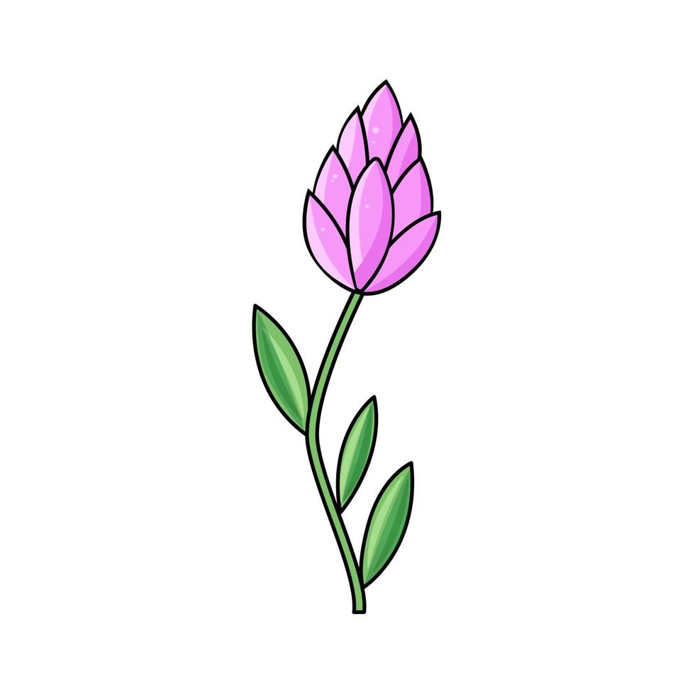 roze bloem plat pictogram, plant en natuur, kleurrijke vectorillustratie op een witte achtergrond. sticker, pictogram, overzicht, pictogram. vector