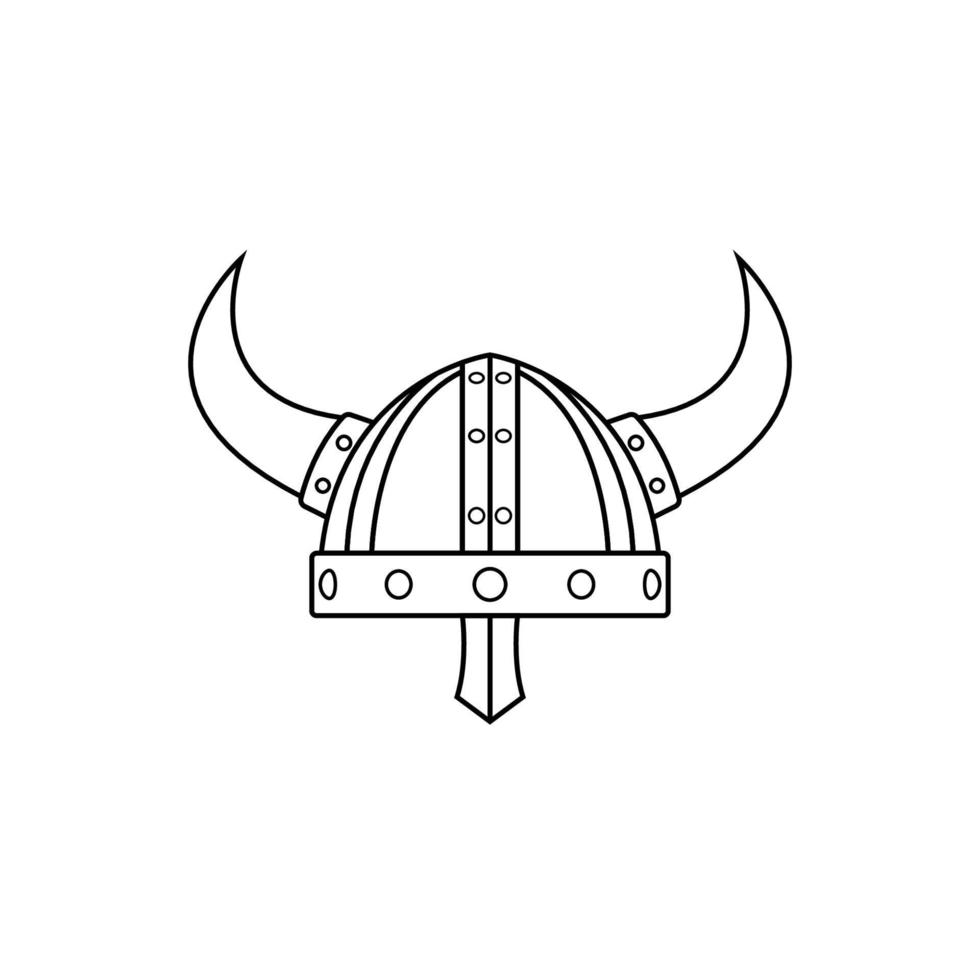 Viking helm schets pictogram illustratie op geïsoleerde witte achtergrond geschikt voor Scandinavië, Vikingen, barbaarse icon vector