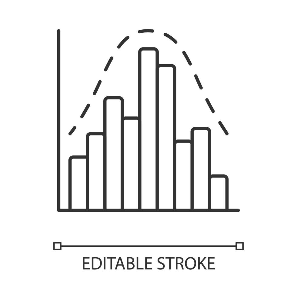 histogram lineaire pictogram. diagram. zakelijke handelsinformatie. financiële analyses. statistieken data visualisatie. dunne lijn illustratie. contour symbool. vector geïsoleerde overzichtstekening. bewerkbare streek