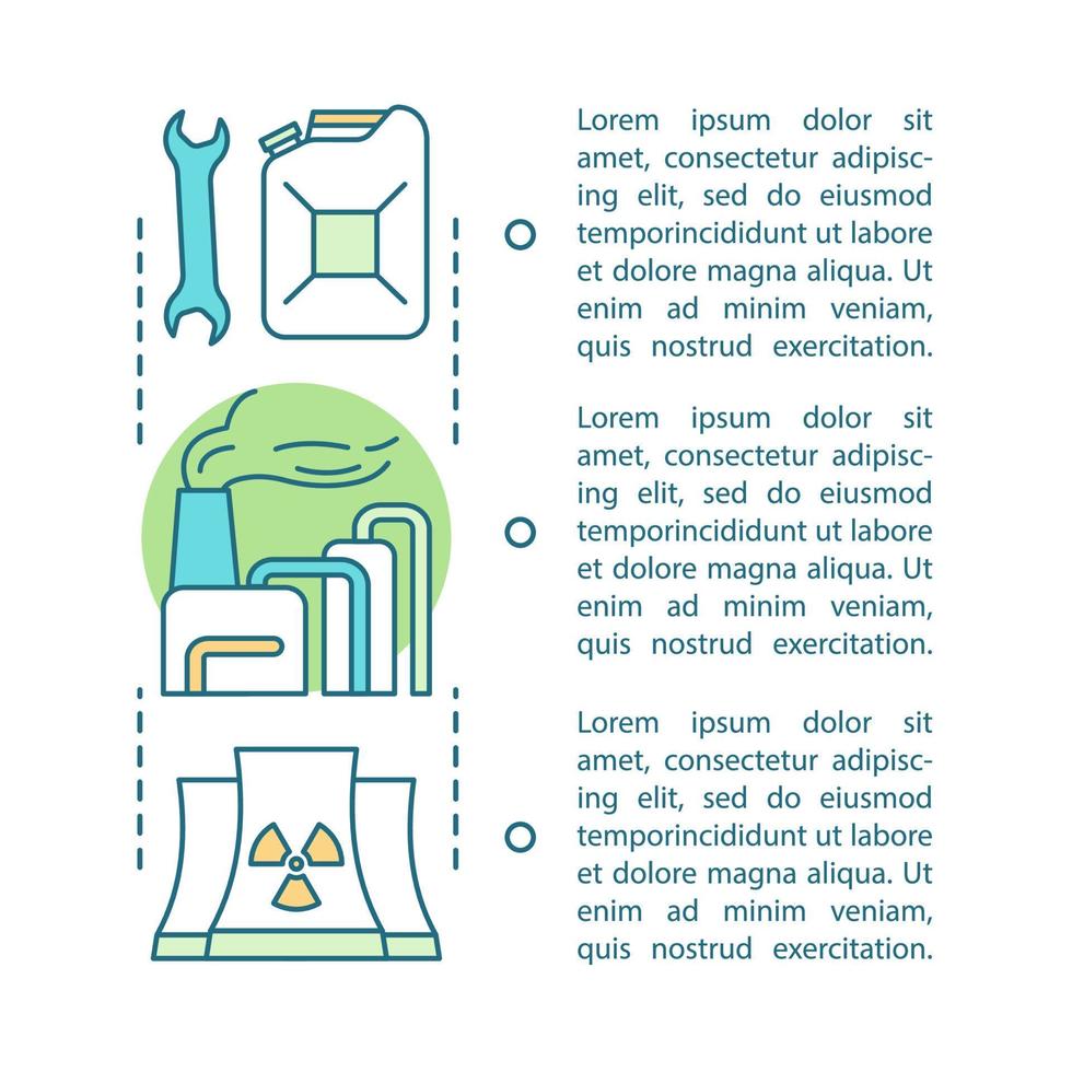 milieukwesties artikel vector paginasjabloon. mondiale problemen. brochure, tijdschrift, boekje ontwerpelement met tekstvakken. vervuiling. print ontwerp. conceptillustraties met tekstruimte