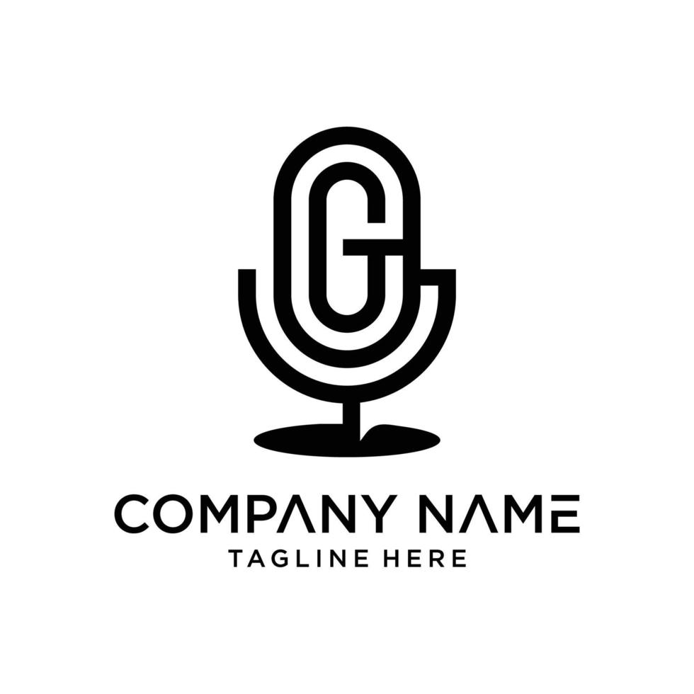 illustratie vector grafisch logo podcast in lijnstijl modern