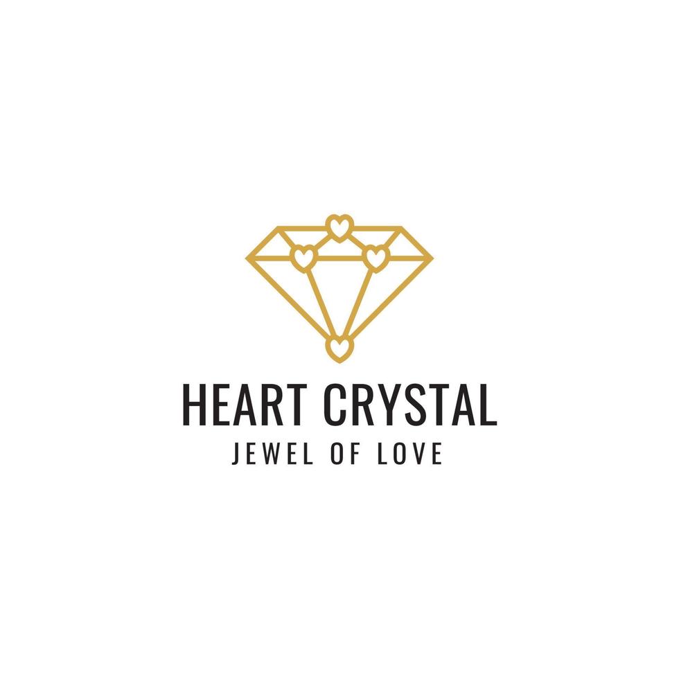 kristal met hartvormige pictogram logo ontwerp illustratie vector