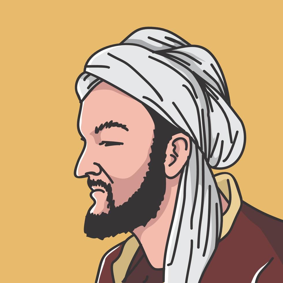 avicenna ibnu sina in vectorillustratie. hij was een Perzische polymath, arts, astronoom en denker van de islamitische gouden eeuw en de vader van de vroegmoderne geneeskunde vector