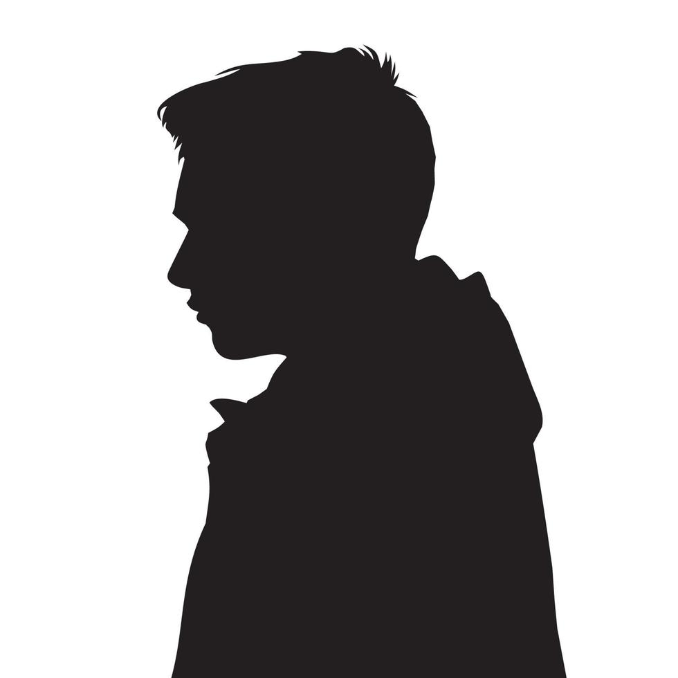 silhouet van een knappe tiener die een hoodie draagt vector