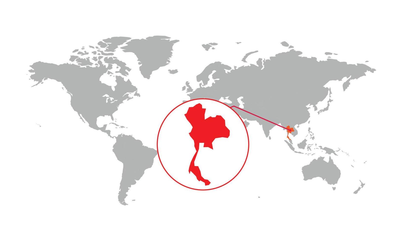 Thailand kaart focus. geïsoleerde wereldkaart. geïsoleerd op een witte achtergrond. vectorillustratie. vector