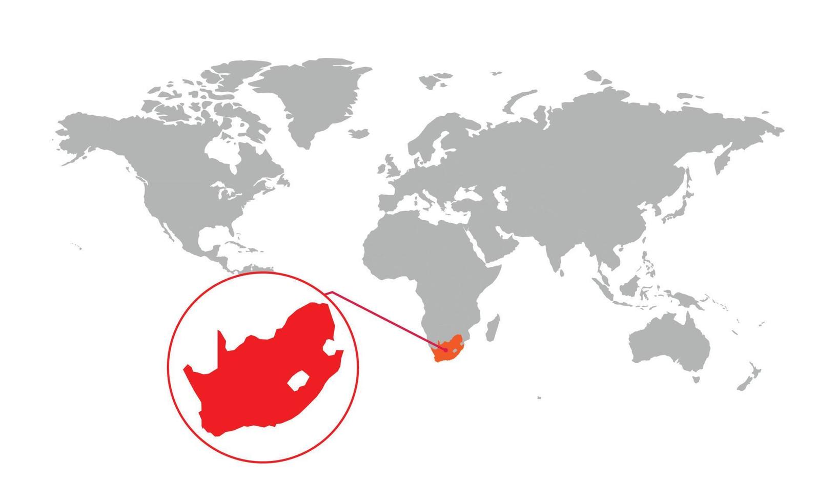 Zuid-Afrika kaart focus. geïsoleerde wereldkaart. geïsoleerd op een witte achtergrond. vectorillustratie. vector