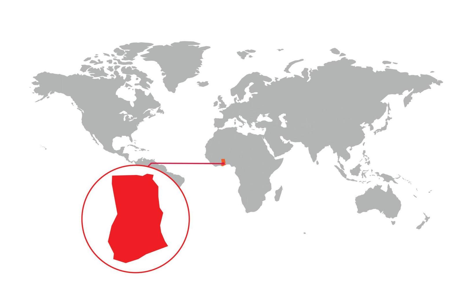 Ghana kaart focus. geïsoleerde wereldkaart. geïsoleerd op een witte achtergrond. vectorillustratie. vector