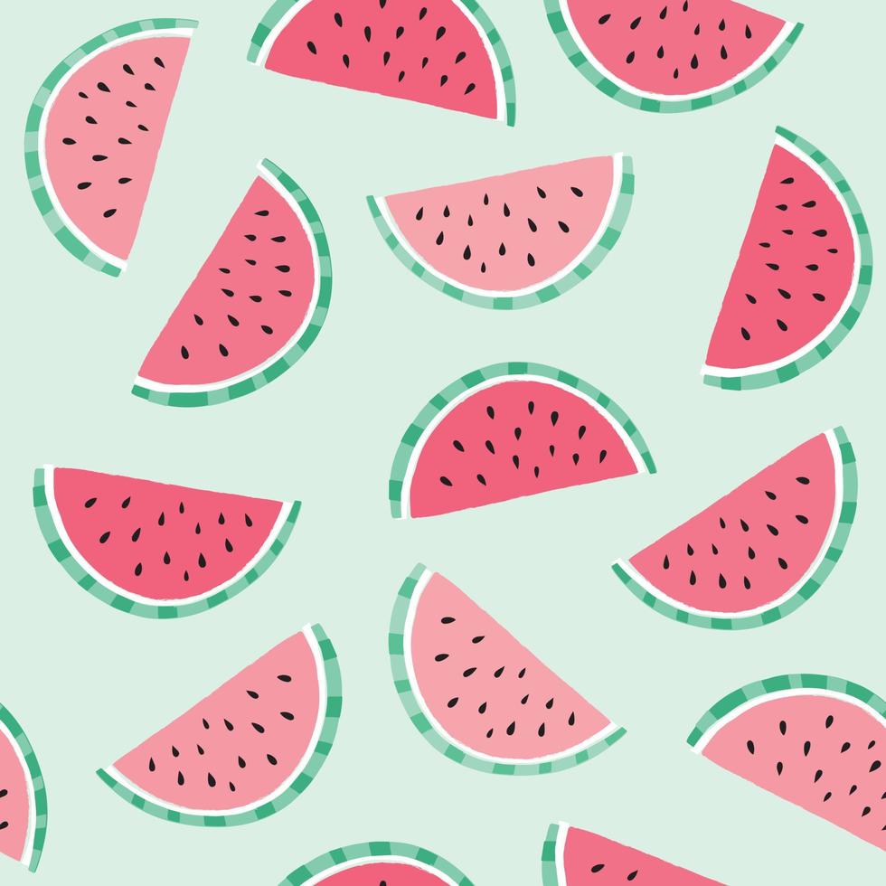 naadloos watermeloenpatroon. zomer vector achtergrond met plakjes watermeloen.
