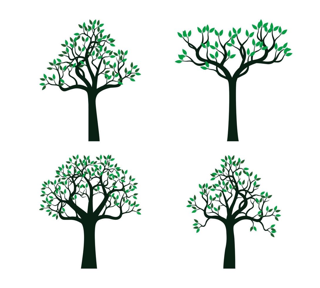 groene bomen instellen. vectorillustratie. vector