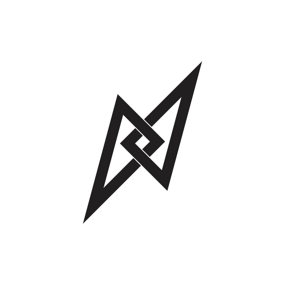 letter n driehoek overlappende lijn logo vector