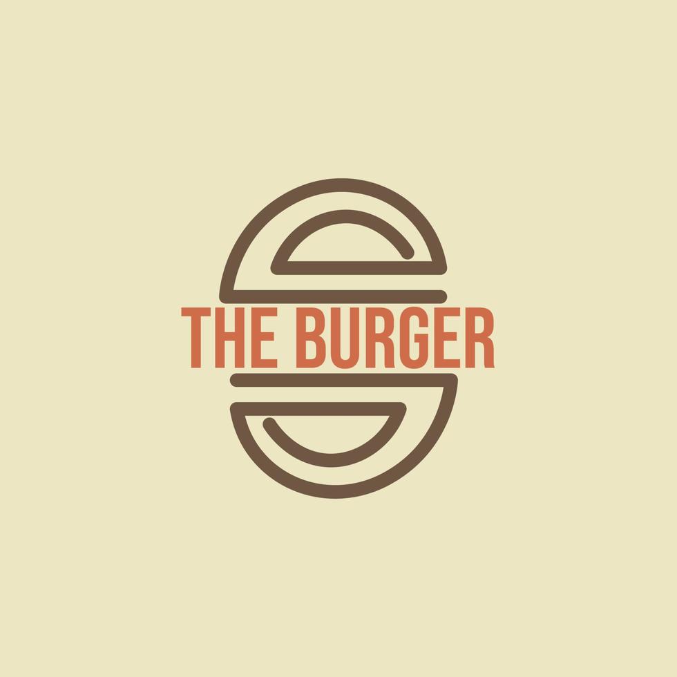de hamburger-logosjabloon voor fastfoodbedrijven. burger logo sjabloon inspiratie in vintage lijn kunststijl. vector illustratie
