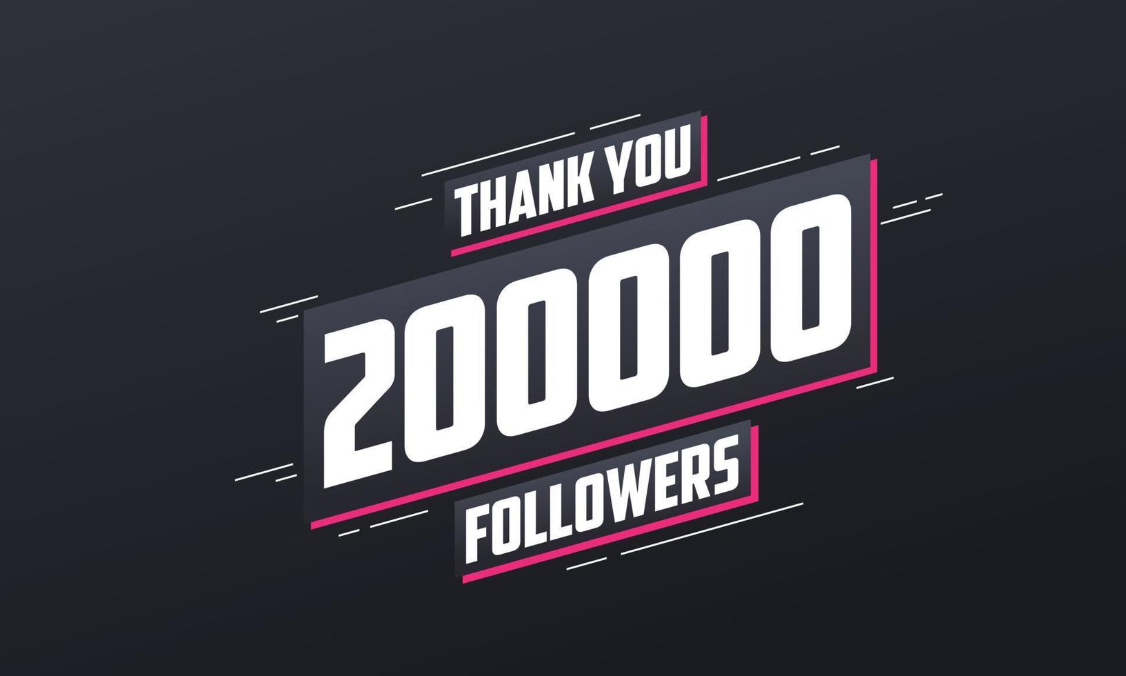 bedankt 200.000 volgers, wenskaartsjabloon voor sociale netwerken. vector