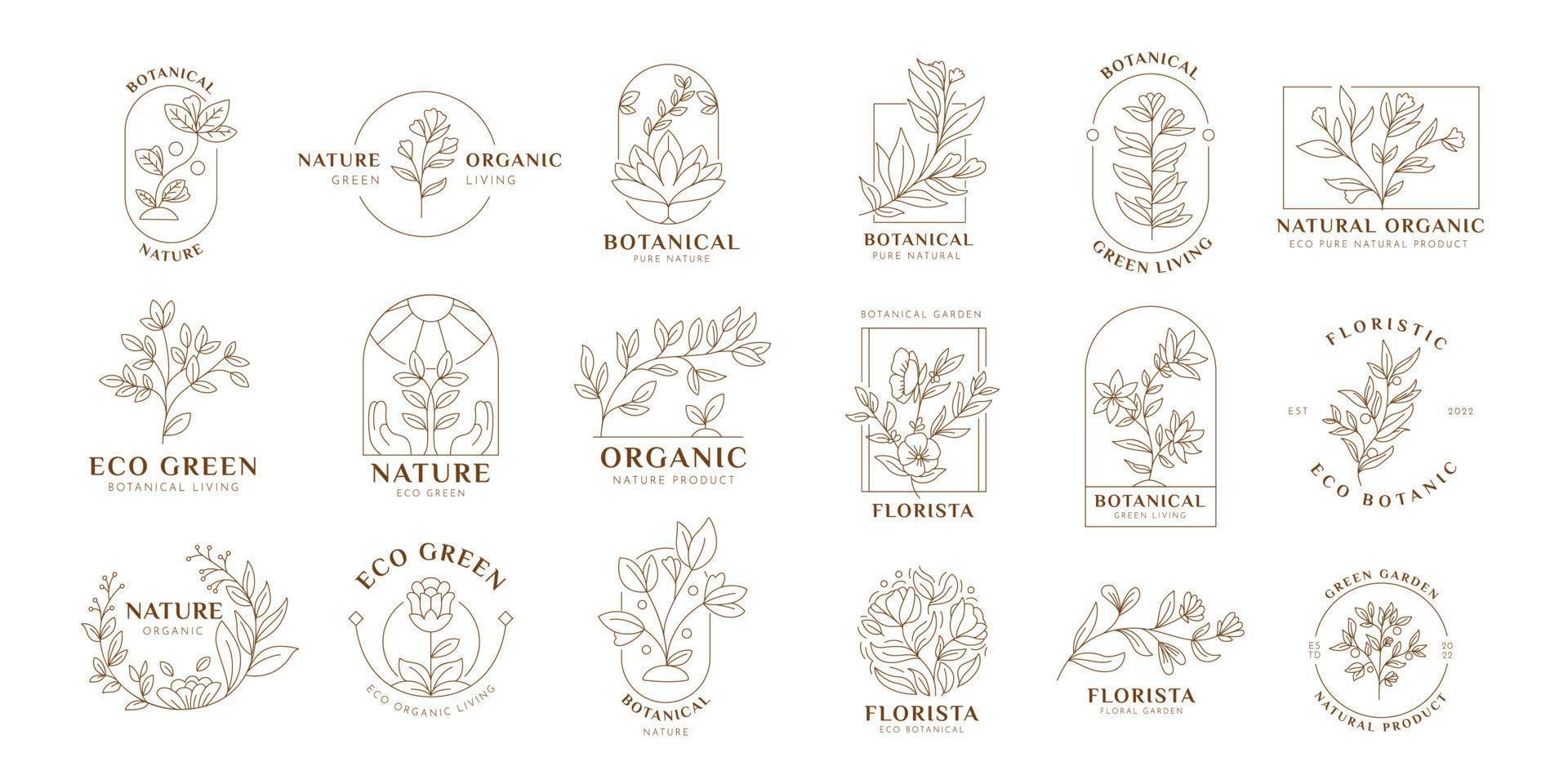doodle kruid en bloem logo, set van handgetekende botanische, bloemen set van wilde bloemen en kruiden, vectorobjecten geïsoleerd op een witte achtergrond. een lijntekening vector bloemen set.