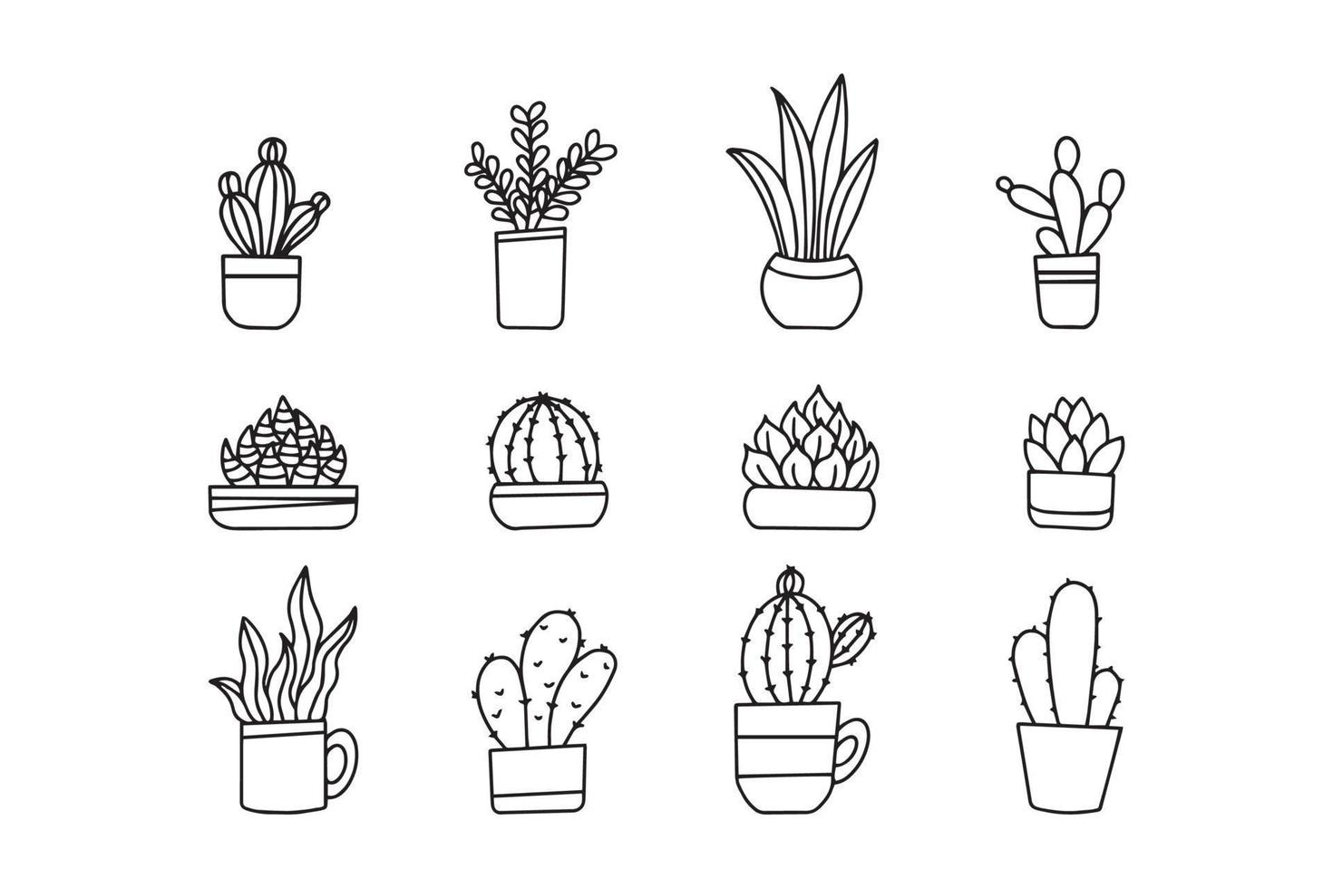 cactus plant vector collectie in pot