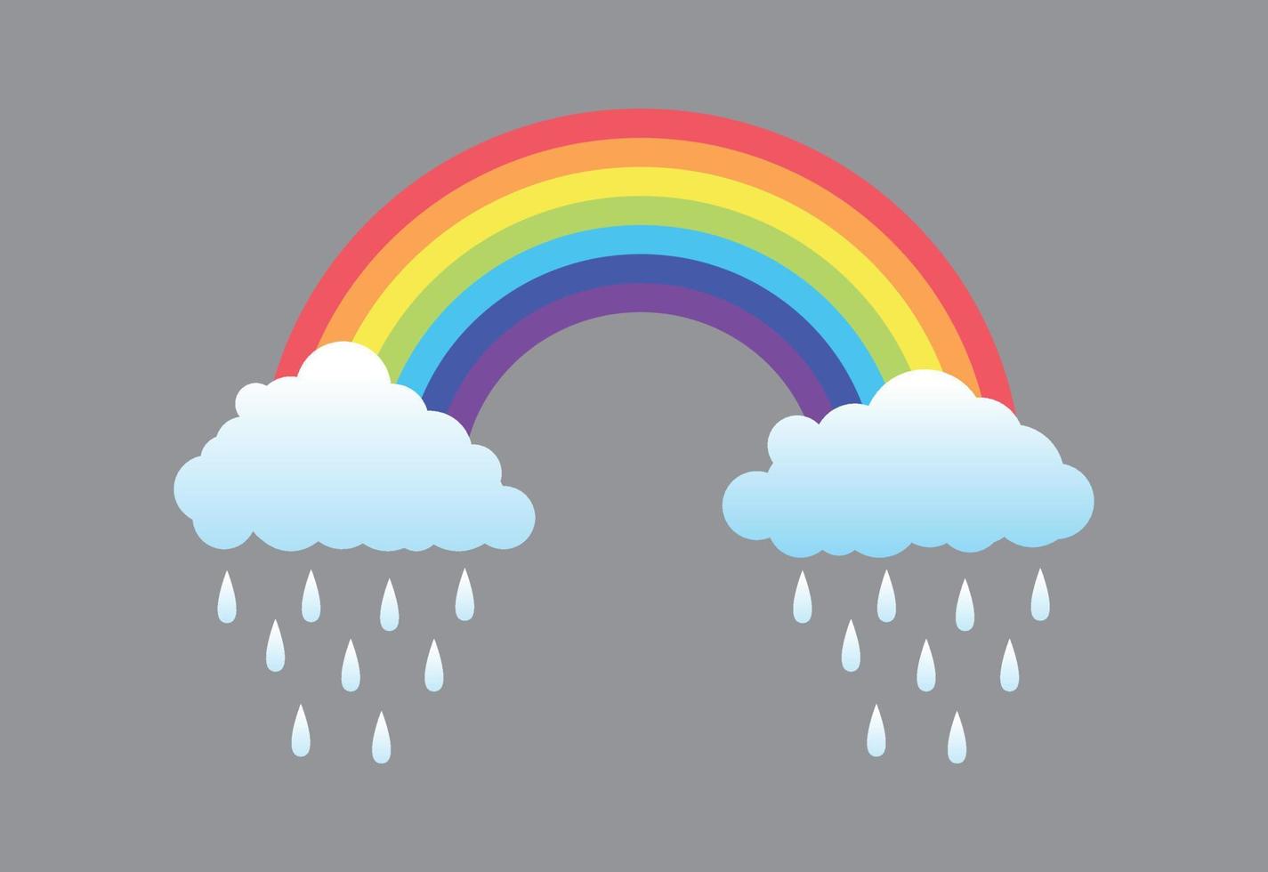 regenbogen en regen op de achtergrond vector