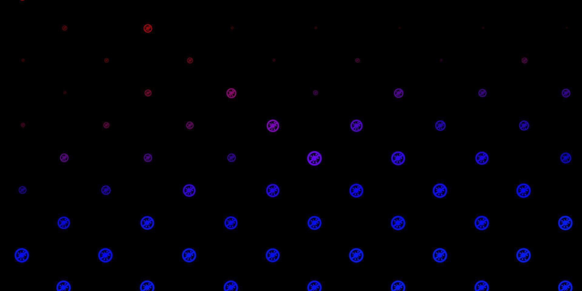 donkerblauwe, rode vectorachtergrond met virussymbolen. vector