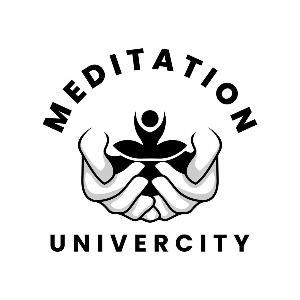 silhouet meditatie universiteit logo ontwerpsjabloon vector