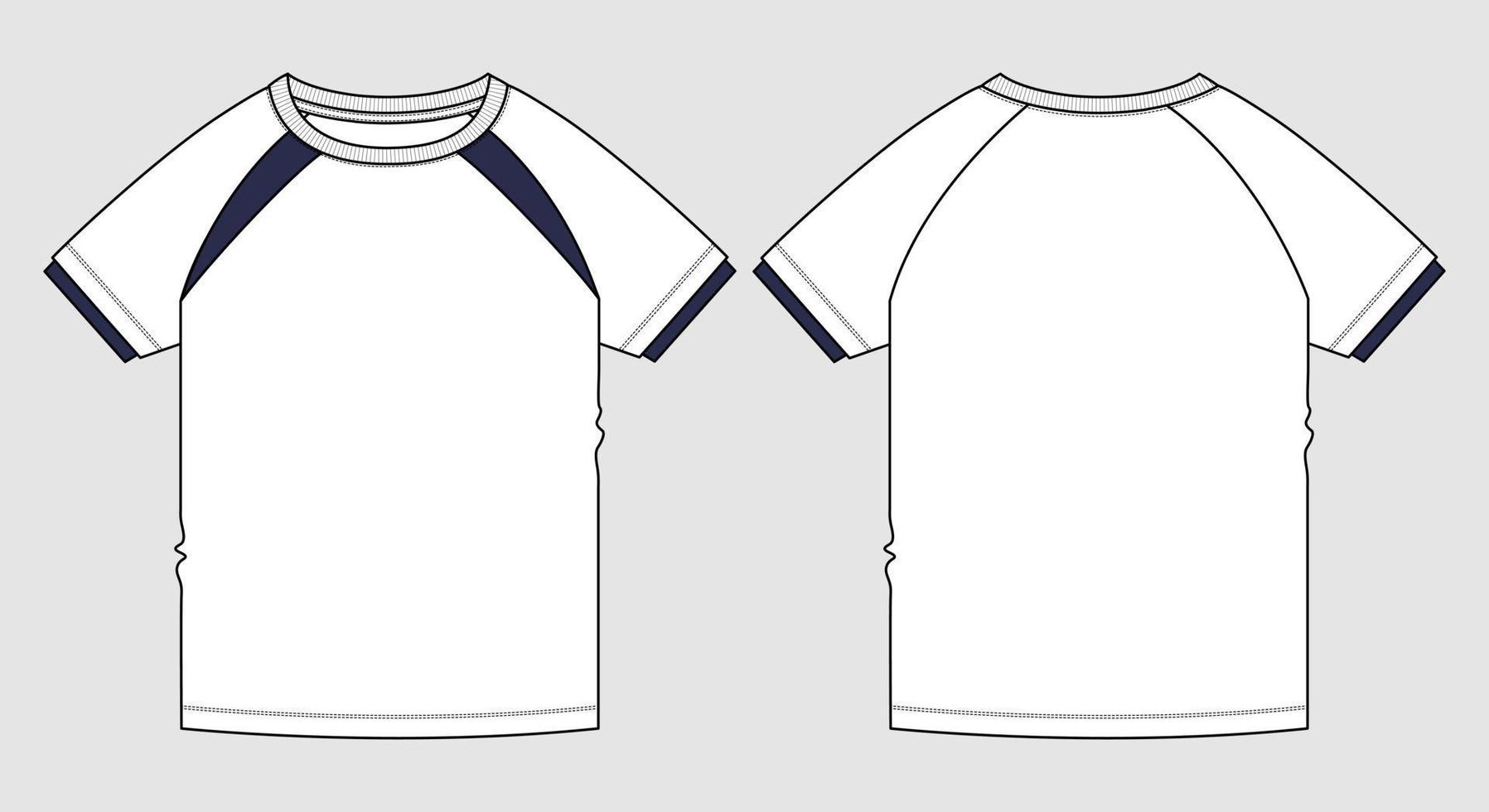 korte mouw basic t-shirt algemene technische mode platte schets vector illustratie mock up sjabloon voor kinderen en jongens.