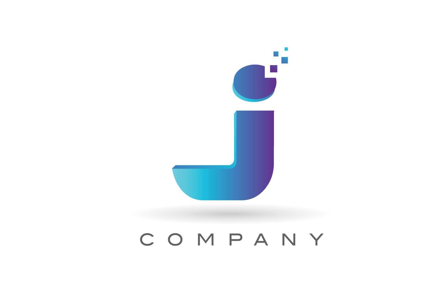 j blauwe stip alfabet letter logo ontwerp. creatieve pictogramsjabloon voor bedrijf en bedrijf vector