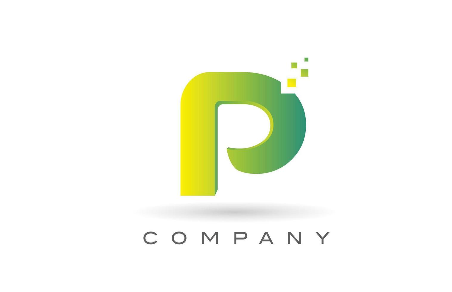 p alfabet letter embleemontwerp pictogram met groene stip. creatieve sjabloon voor bedrijf en bedrijf vector