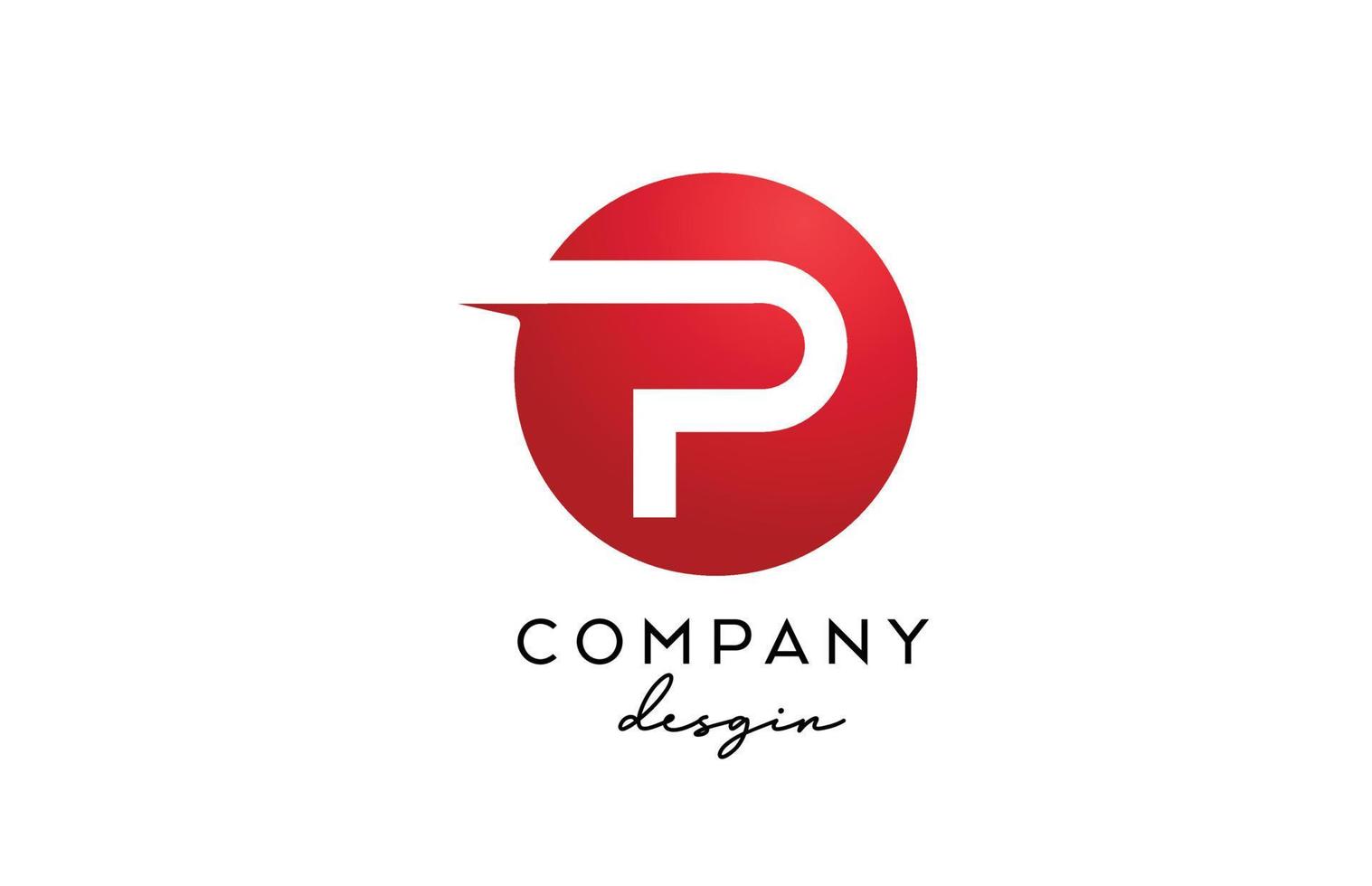 rode p alfabet letterpictogram logo met cirkel ontwerp. creatieve sjabloon voor bedrijf en bedrijf vector