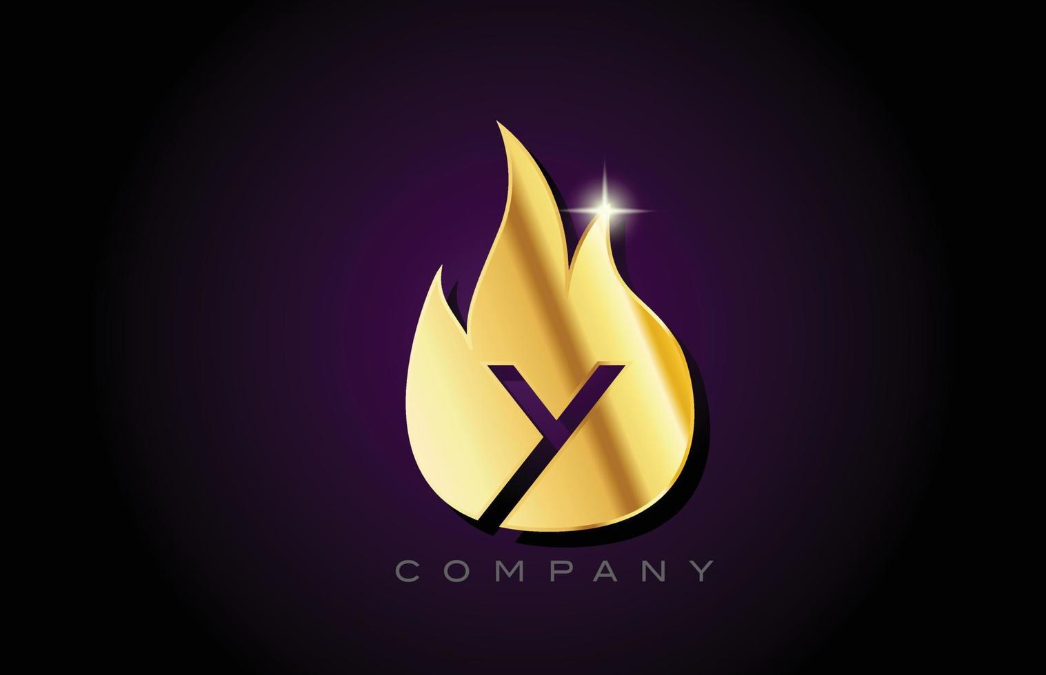 goud gouden vlammen y alfabet letter logo ontwerp. creatieve pictogrammalplaatje voor zaken en bedrijf vector
