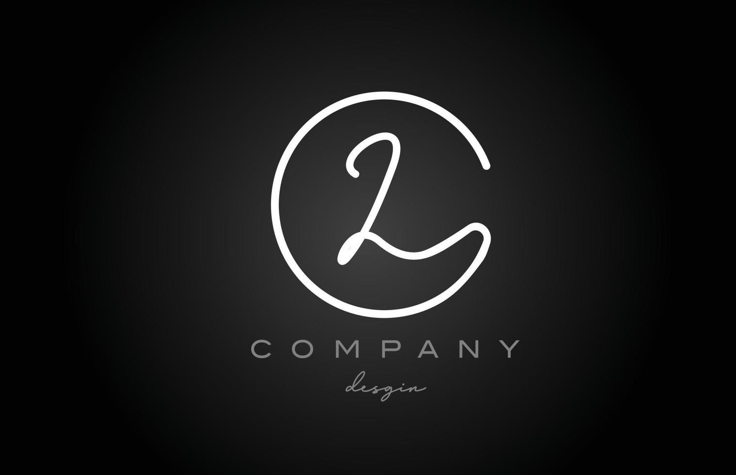 zwart-wit l alfabet letter logo pictogram ontwerp. handgeschreven creatieve sjabloon voor bedrijf en bedrijf vector