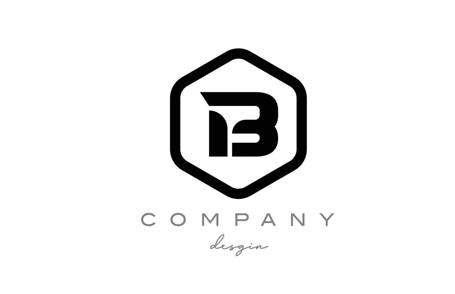 zwart-wit b alfabet letter embleemontwerp pictogram met zeshoek. creatieve sjabloon voor zaken en bedrijf vector