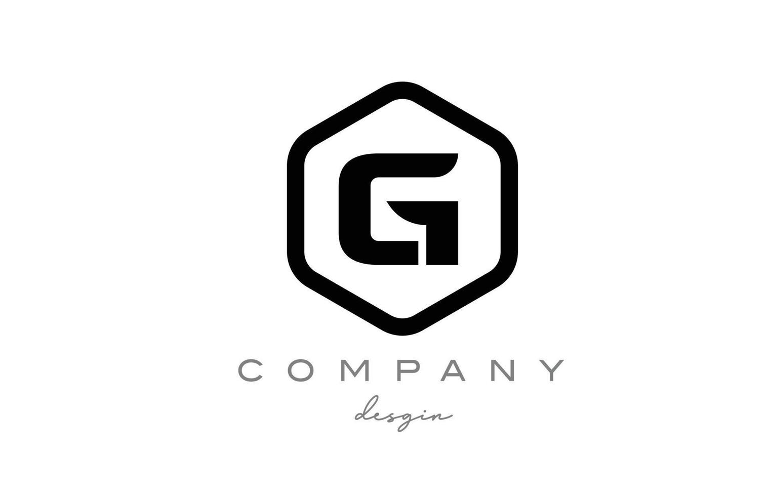 zwart-wit g alfabet letter embleemontwerp pictogram met zeshoek. creatieve sjabloon voor zaken en bedrijf vector