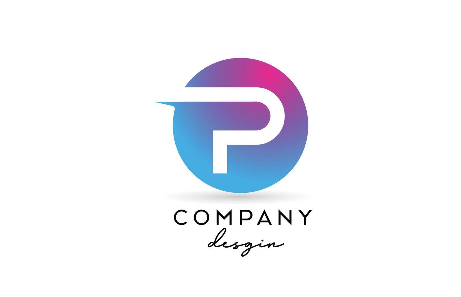 roze blauw p alfabet letterpictogram logo met cirkel ontwerp. creatieve sjabloon voor zaken en bedrijf vector