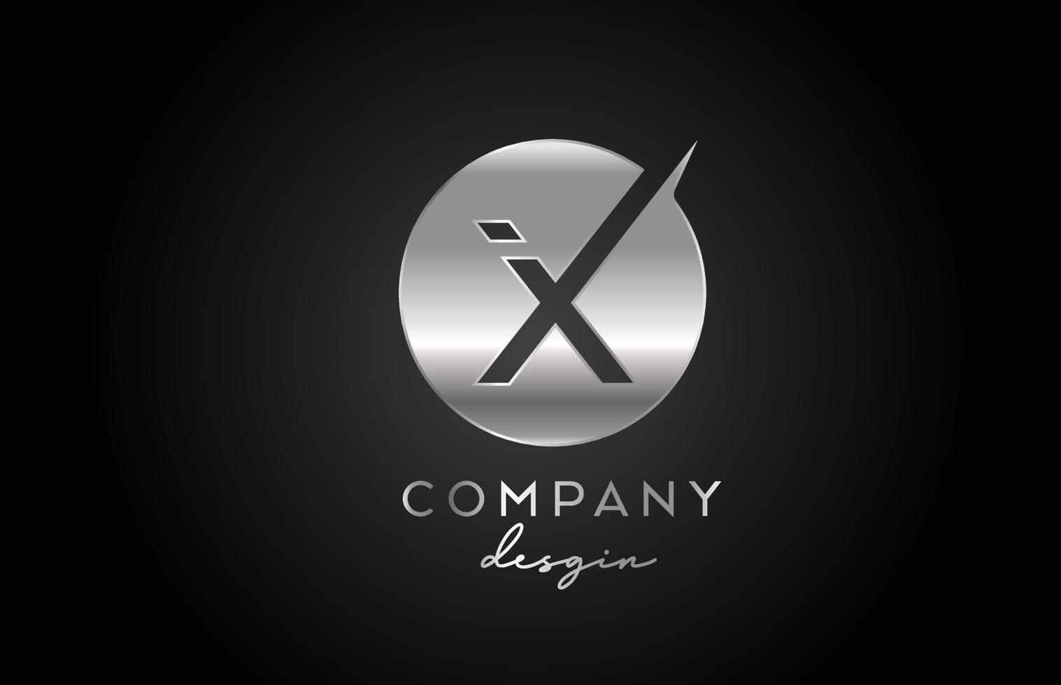 x zilver grijs alfabet letterpictogram logo met cirkel ontwerp. metalen creatieve sjabloon voor bedrijf en bedrijf vector