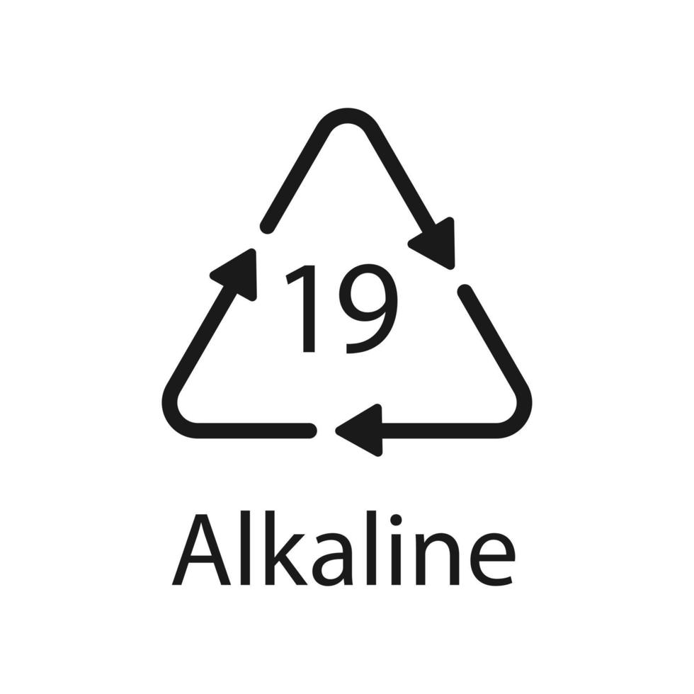 batterij recycling code alkaline 19 . vector illustratie