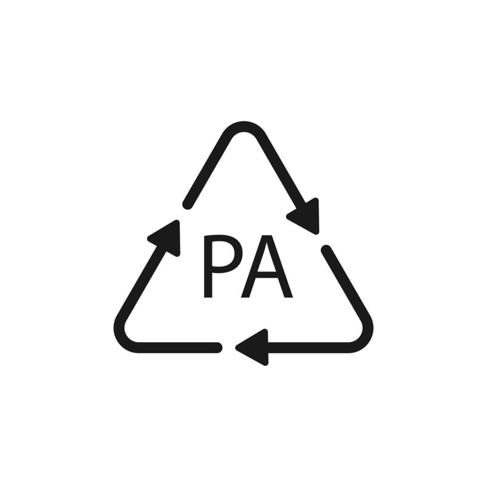 plastic recycling symbool pa polyamide, vectorillustratie vector